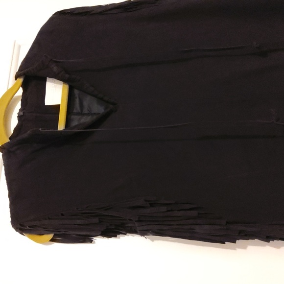 💥Nwot💥WALTER BAKER Black Suede Sleeveless Dress w/ Side Fringe - Picture 7 of 11